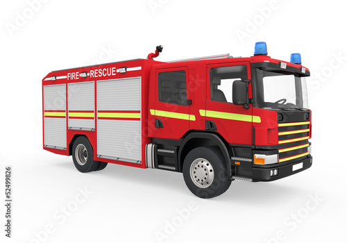 Fire Truck Isolated on White Background