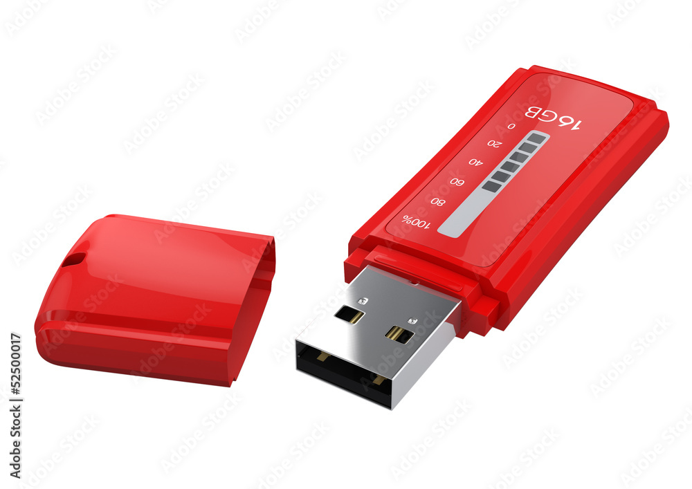 Clé USB rouge_16Go_60%_face Clé USB rouge_16Go_60%_face