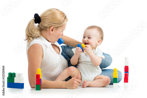 baby boy and mother playing...