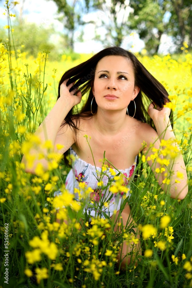 Beautiful Young Woman Outdoors. Enjoy Nature Beautiful Young Woman Outdoors. Enjoy Nature