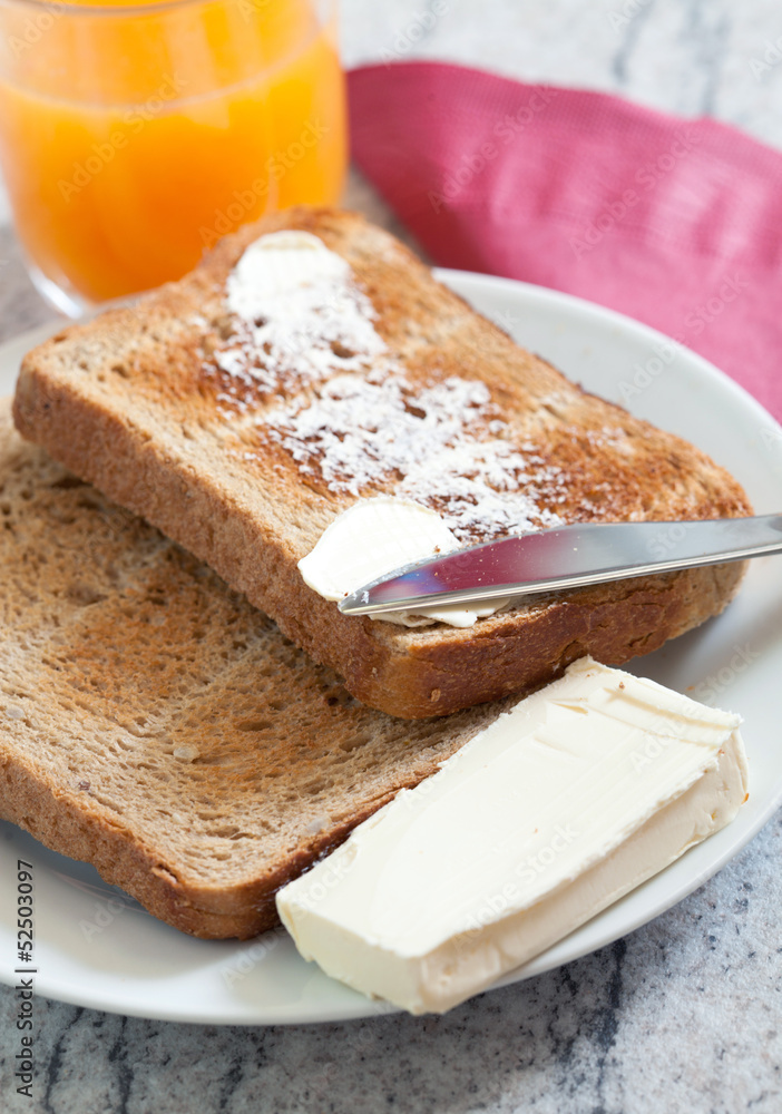 Morning toast with butter