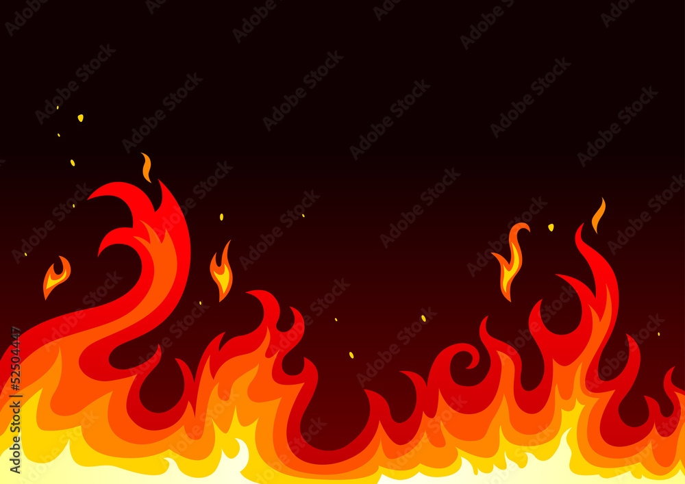 Illustration of fire on dark background