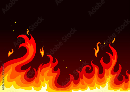 Illustration of fire on dark background