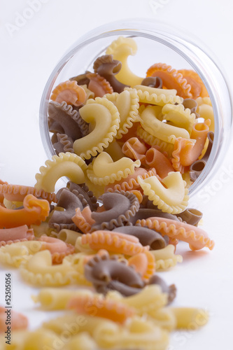 Multi-colored pasta isolated on a white background