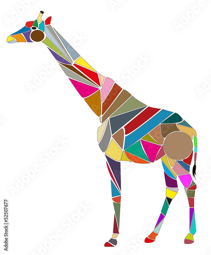 vettoriale di giraffa creato con parti di colore