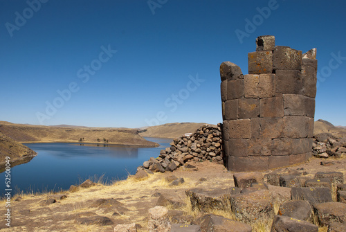 Sillustani - pre-Incan burial ground (tombs) in Peru photo