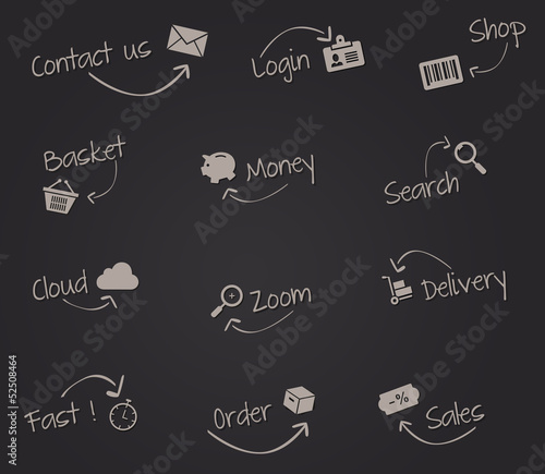 Icônes e-commerce ardoise