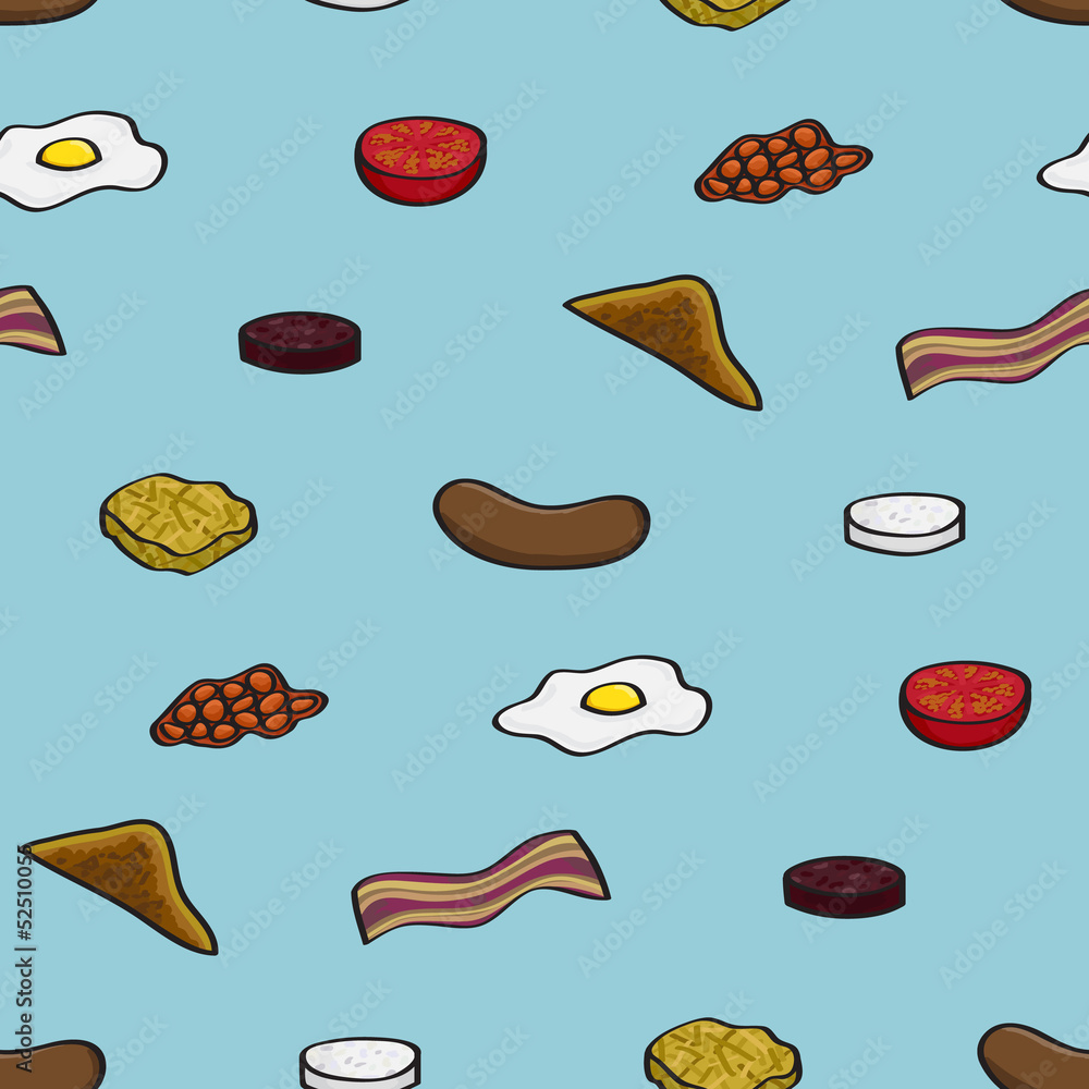 Fried Breakfast Seamless Background