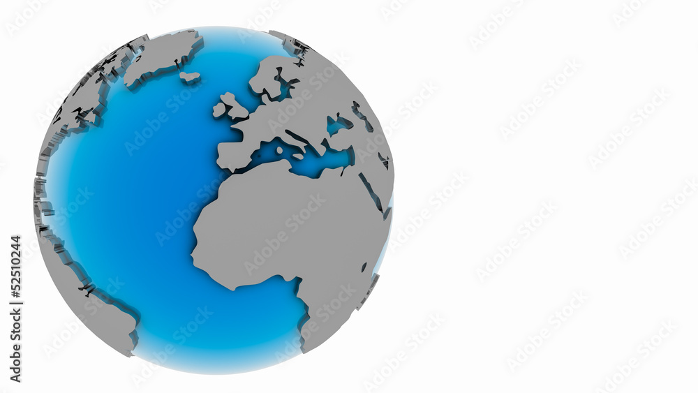 Blue globe 3d on white Blue globe 3d on white