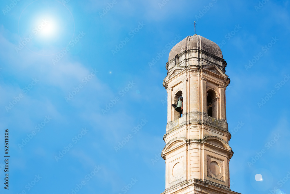 bell tower and sun