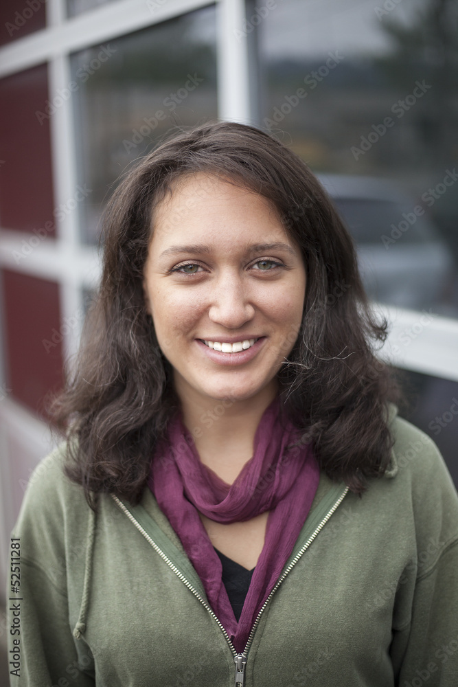 Young Woman with Beautiful Green Eyes