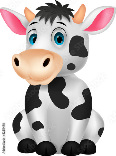 Cute cow cartoon sitting