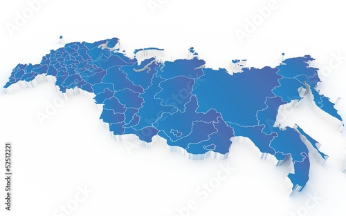 Map of Russia with regions isolated on white