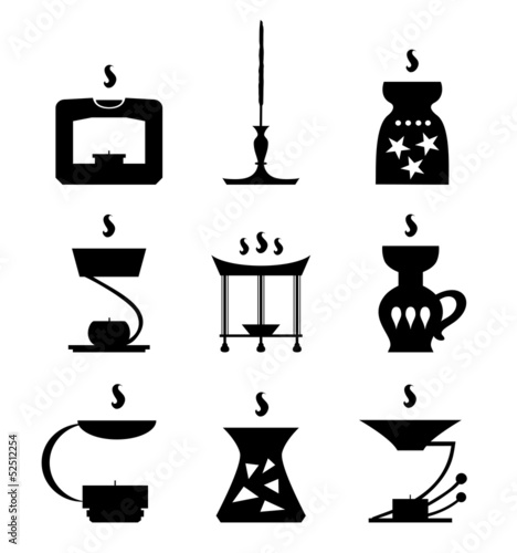 Set of aroma lamps SPA icons. Aromalamps