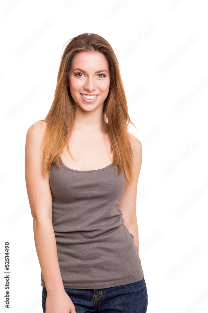 Attractive blonde woman posing and smiling Attractive blonde woman posing and smiling