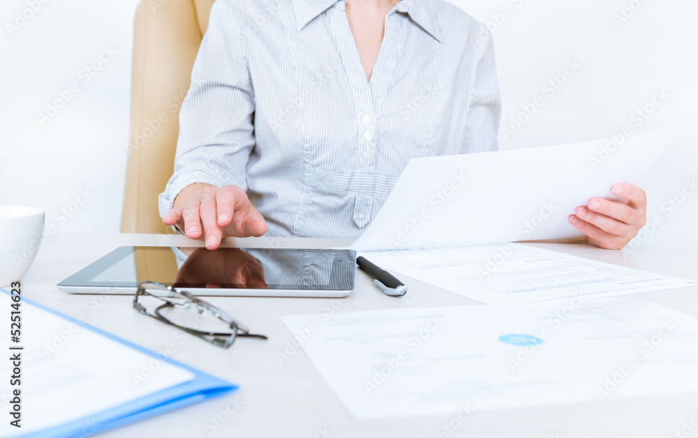 Business person working with documents Business person working with documents