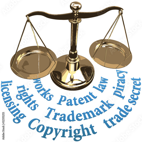 Scale IP rights legal justice concept