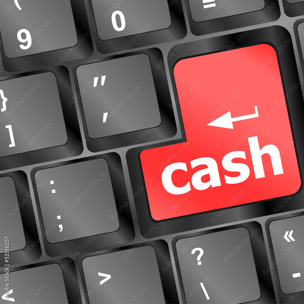 cash for investment concept with a red button on keyboard cash for investment concept with a red button on keyboard