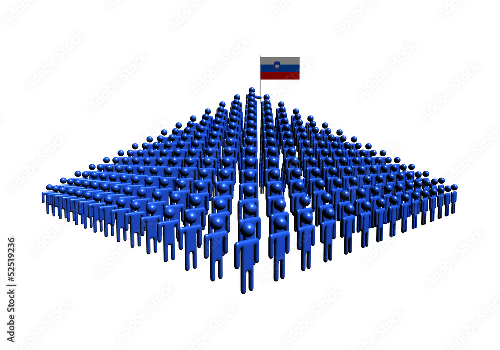 Fototapeta premium Pyramid of abstract people with Slovenia flag illustration
