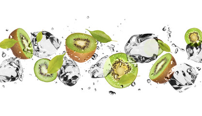 Fototapete Obst im Eis Eisfrucht auf weißem Hintergrund  © Jag_cz