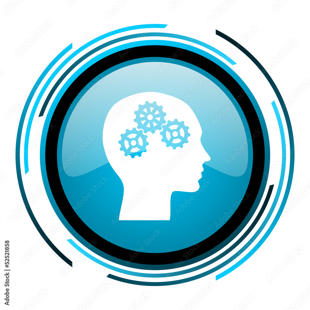 head blue circle glossy icon head blue circle glossy icon