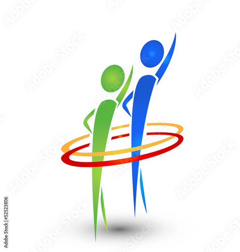 Hello happy people logo design vector