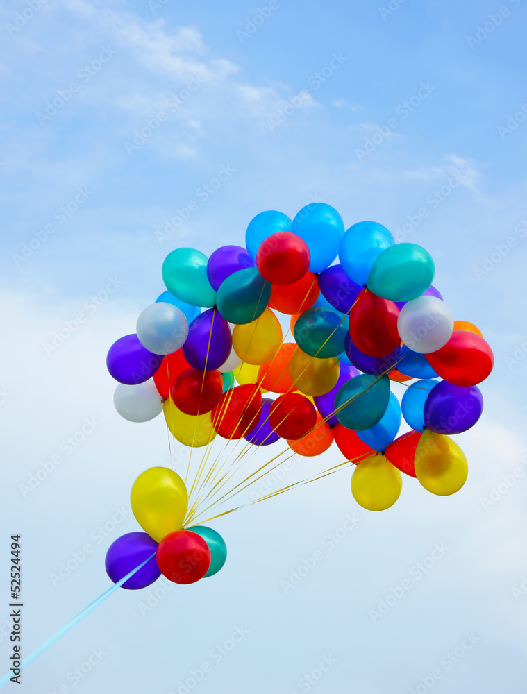 Colorful balloons on the sky background Colorful balloons on the sky background