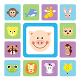 cartoon animal head icons