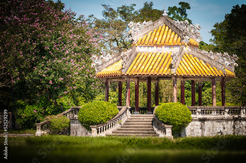Pavillion with beautiful garden in Vietnam, Asia.