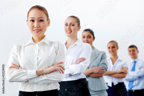 Group of business people standing in row