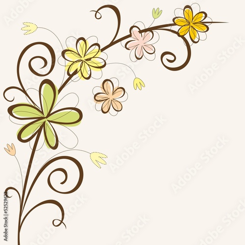 Floral frame. Birthday card template.
