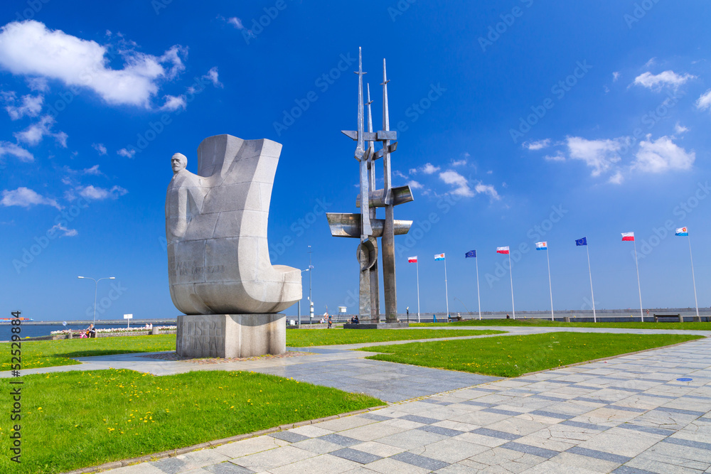 Obraz premium Joseph Conrad monument in Gdynia at Baltic Sea, Poland