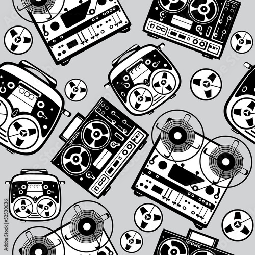 vector seamless reel tape recorder pattern