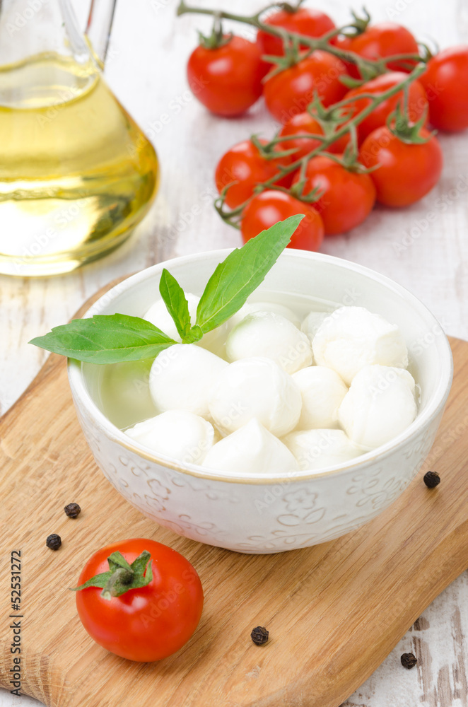 fresh mozzarella and tomatoes in a bowl fresh mozzarella and tomatoes in a bowl