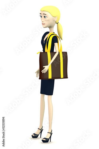 3d render of cartoon character with shopping bag