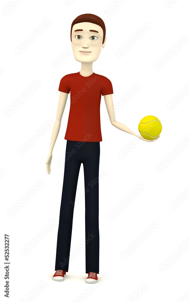 3d render of cartoon character with tennis ball 3d render of cartoon character with tennis ball