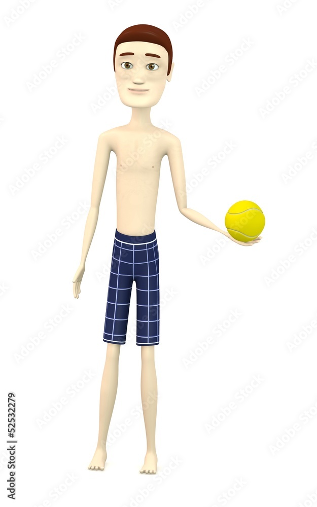 3d render of cartoon character with tennis ball 3d render of cartoon character with tennis ball