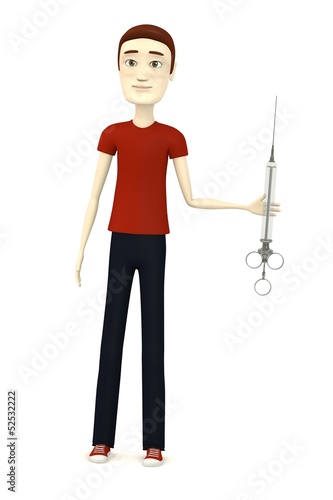 3d render of cartoon character with needle