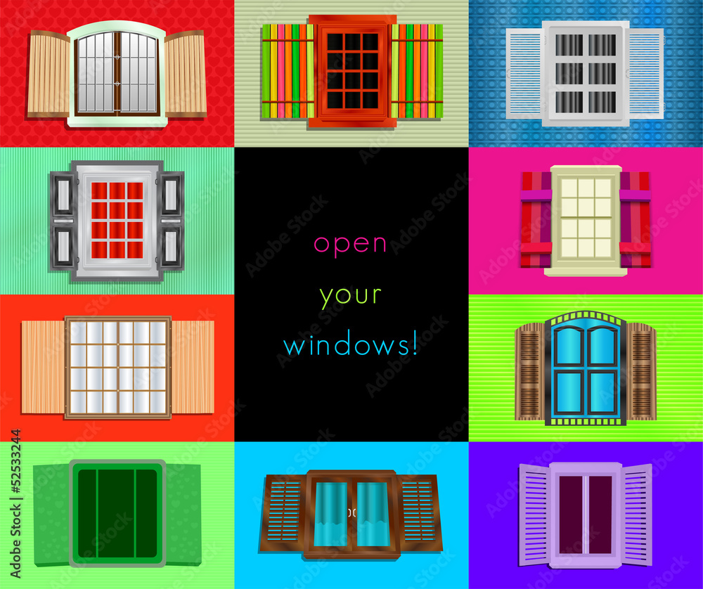 colorful windows, abstract composition, background