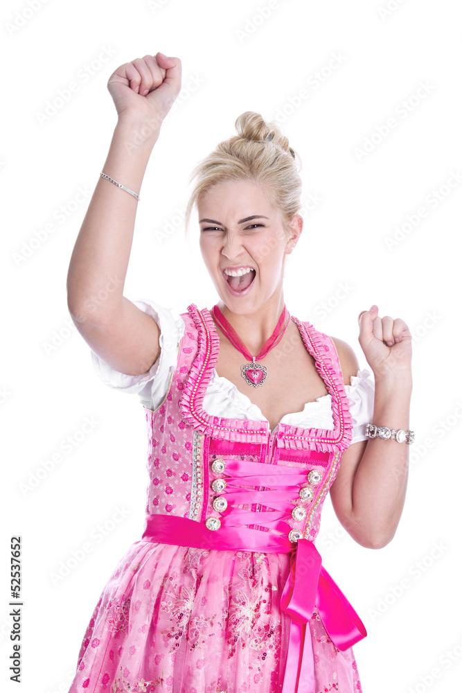 Lachendes junges Mädchen auf dem Oktoberfest in München Lachendes junges Mädchen auf dem Oktoberfest in München