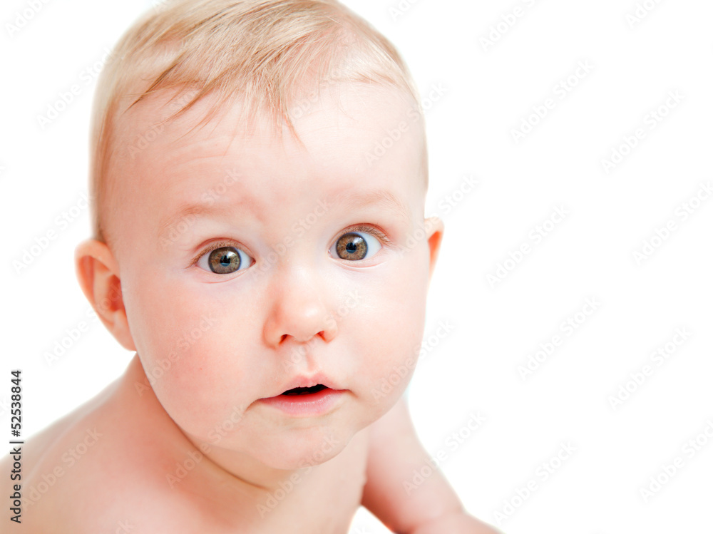Cute baby with surprised face expression Cute baby with surprised face expression