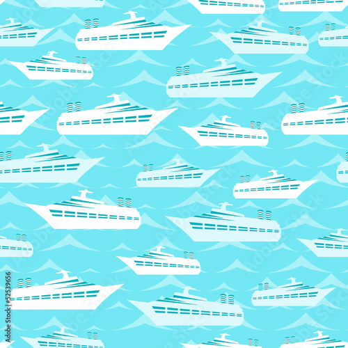 Retro seamless travel pattern of cruise liners.