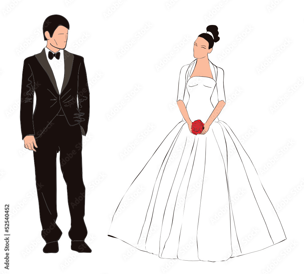 Groom and bride vector illustration