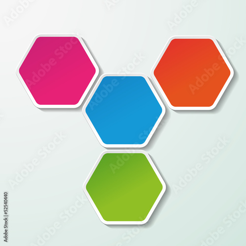 Four Colorful Paper Hexagons