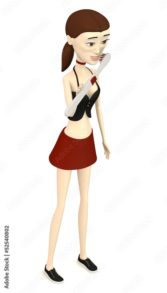 3d render of cartoon character with toothbrush 3d render of cartoon character with toothbrush