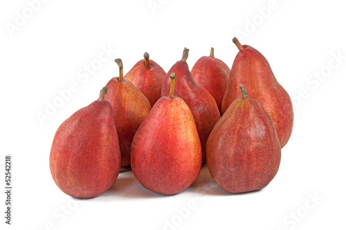 Multitude of vinous pears isolated on white