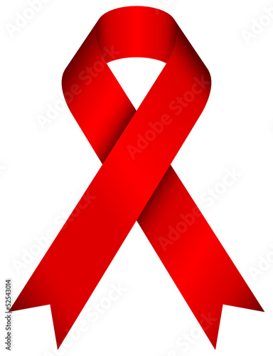 HIV Ribbon 3D Red