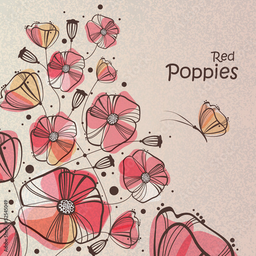 Fototapeta Naklejka Na Ścianę i Meble -  Red poppies background