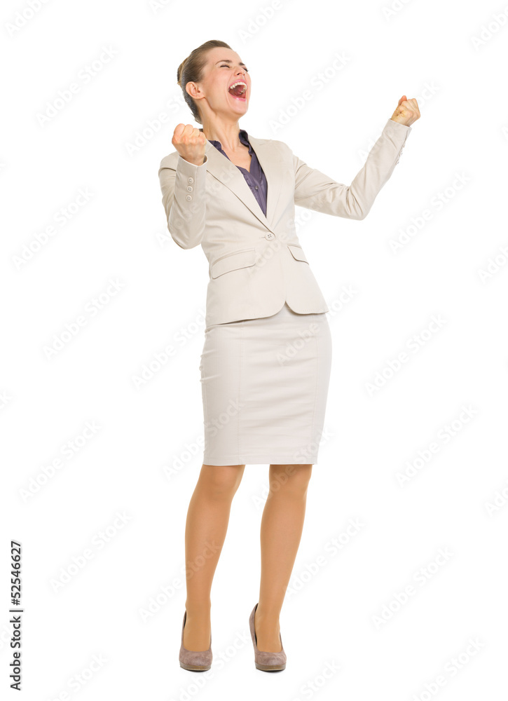 Full length portrait of happy rejoicing success Full length portrait of happy rejoicing success