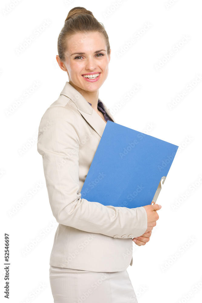 Portrait of smiling business woman with folder Portrait of smiling business woman with folder